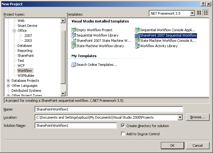 Visual Studio 2008 - New Project Dialog